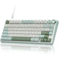 Royal Kludge RK R75 SKYCYAN RGB Hot-Swappable Silver Switch Mechanical Keyboard 